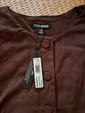 Steve Madden Toffee Brown Faux-Suede Sleeveless Sheath Mini Dress